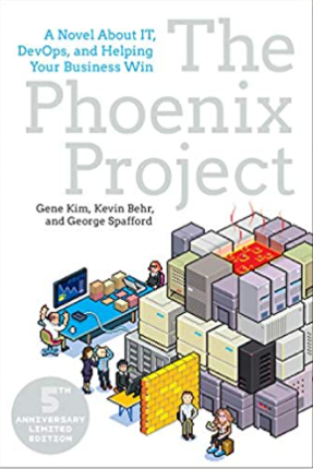 Book cover titled The Phoenix Project by Gene Kim, Kevin Behr, George Spafford