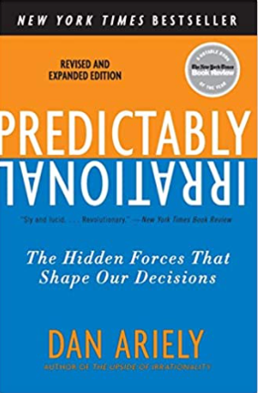 Book cover titled Predictably Irrational by Dan Ariely